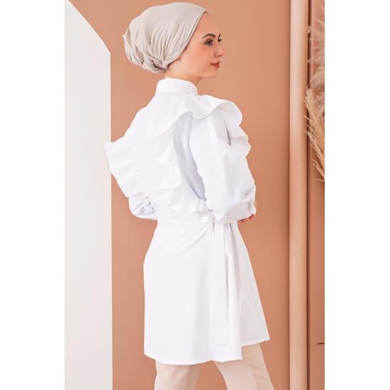 Tunica pentru damă, cu nasturi și cu volante, hijab