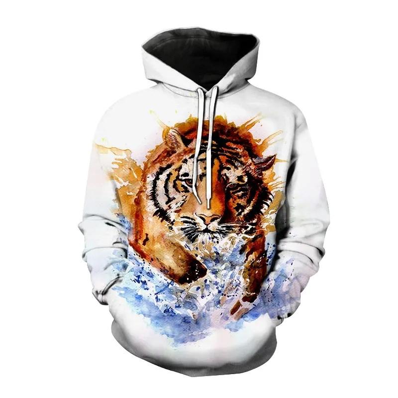 Autumn New Men's Animal Tiger Sweatshirts 3D Printed animal Hoodies Sports hoodie loose long sleeve pockets Fashion Hoodie