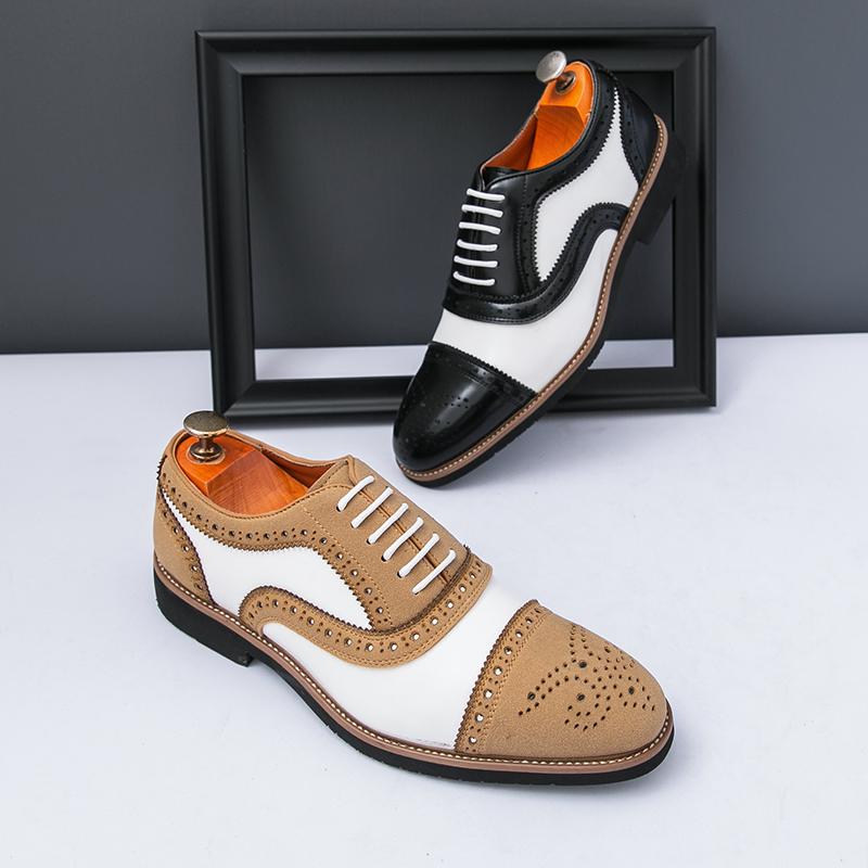 Fashion Men's shoes Classic Gentleman British Style Fashion Party Groom Wedding 38-46 Brogue suit High quality Color blocked shoes