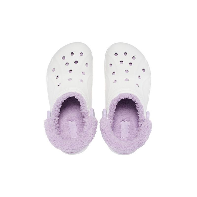 Crocs Classic Baya Lined Fuzz Strap Clog 'White Lila' Unisex (The plush part is not removable)