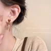 Retro Burgundy Love Bow Earrings Female Hong Kong Style Niche High-End Stud Earrings Daily Commute Versatile Earrings
