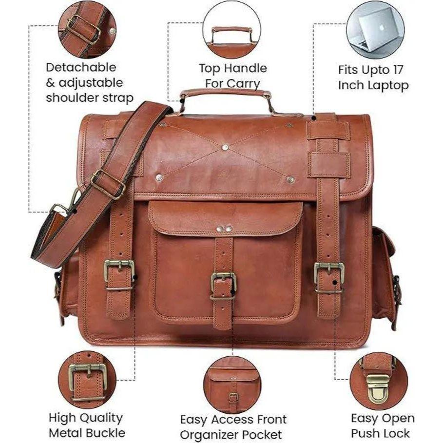 Handgefertigte Messenger-Umhängetasche aus echtem Leder für Laptops, Büro-Handtasche, Aktentasche, Rustikale Vintage-Umhängetasche, Geschenke für Männer, Geschenk für ihn