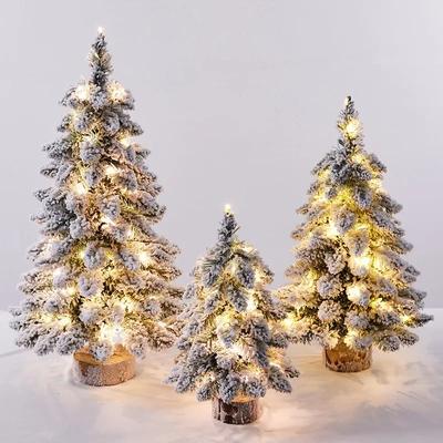 Árbol de Navidad Artificial Flocado de 45/60 CM Decoraciones de Navidad Año Nuevo para el hogar Adornos para Puerta Pared Recuerdos Escenas Escritorio