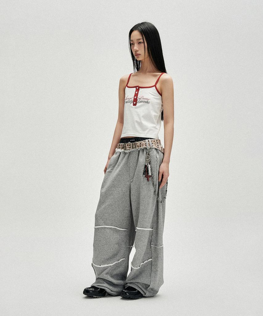 NOT4NERD Raw Edge Curved Biker Sweat Pants - Gray