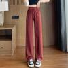 Plus Size 3XL 4XL Sweatpants Jogger Women Wide Leg Pants Retro High Waist Solid Elastic Woman Pant Black Loose Long Trouser