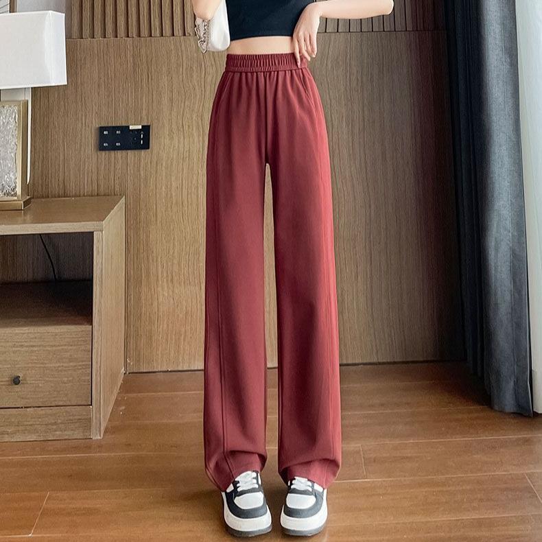 Plus Size 3XL 4XL Sweatpants Jogger Women Wide Leg Pants Retro High Waist Solid Elastic Woman Pant Black Loose Long Trouser