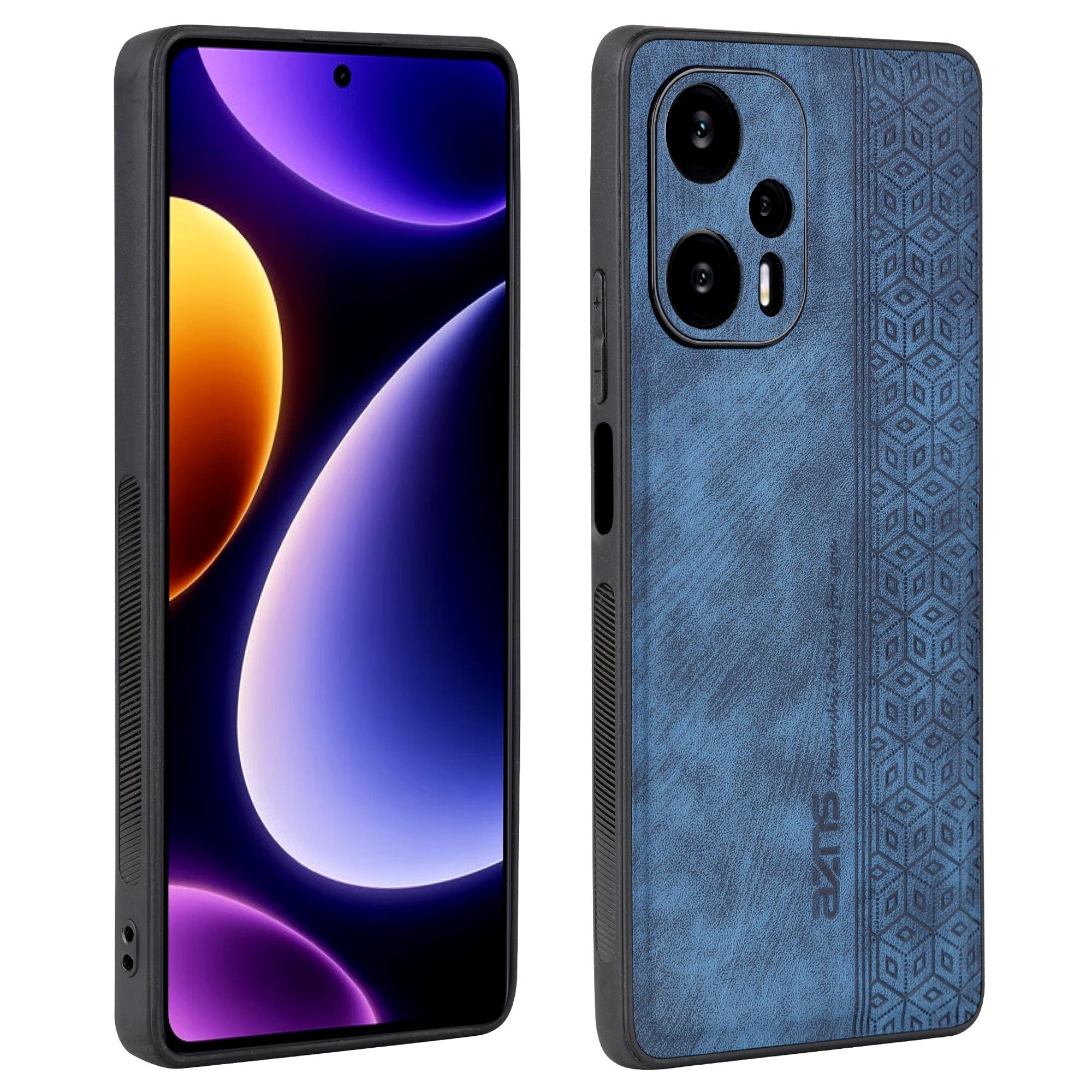 

AZNS Phone Case for Xiaomi Redmi Note 12 Turbo/Poco F5 5G,PU Leather+TPU Imprinted Phone Cover Blue