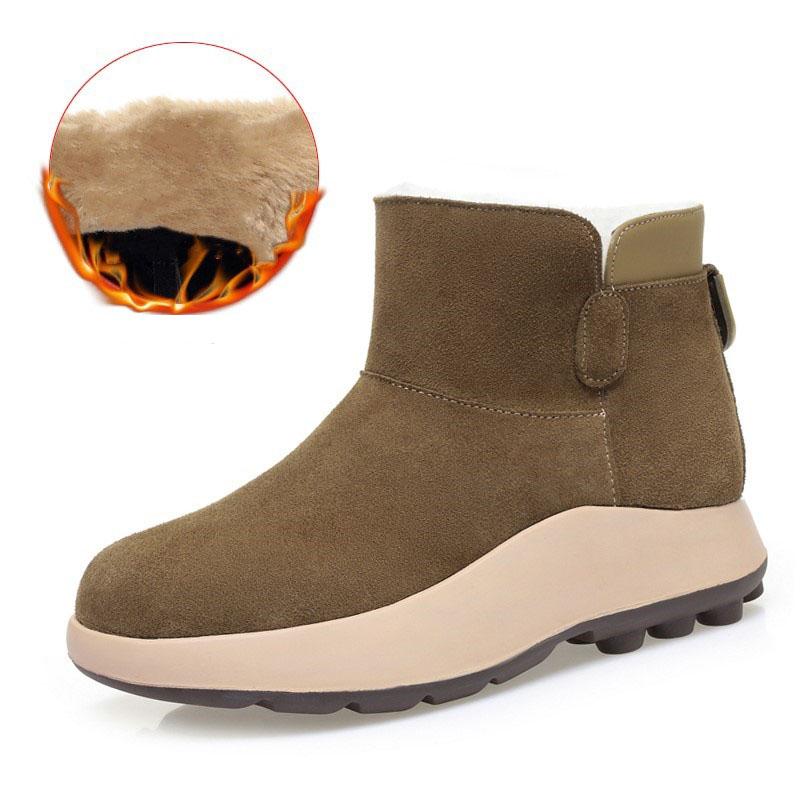 

Зимние женские ботинки для снега из натуральной кожи, женские ботильоны, австралийская шерсть, теплые, нескользящие, женские ботинки 40