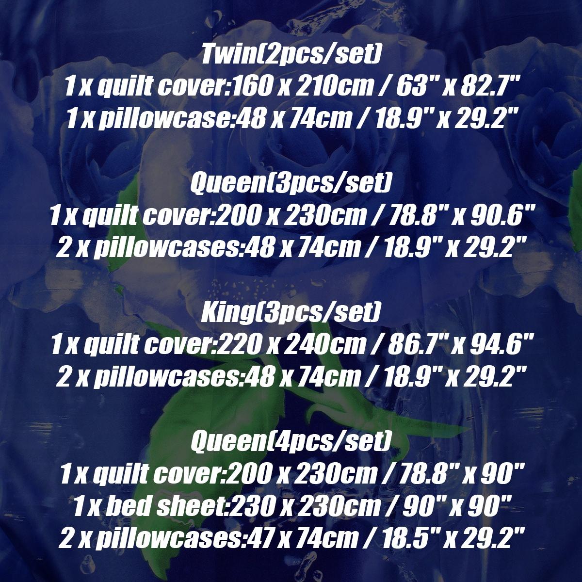 

WTEMPO 3D Голубая Роза 2/3/4 шт.. Хлопковое одеяло с принтом Queen/King/Twin, пододеяльник, простыня, комплект постельного белья, кровать Twin(2pcs/set)