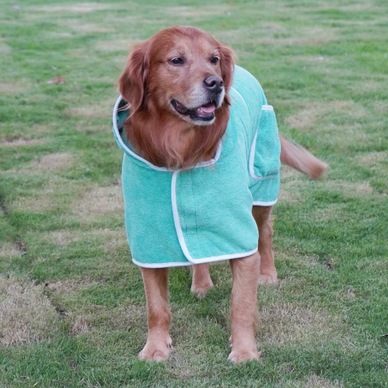 Quick-Dry Pet Robe With Hood Large Dogs Like Golden Retriever Labradors Absorbent Bath Towel After Shower