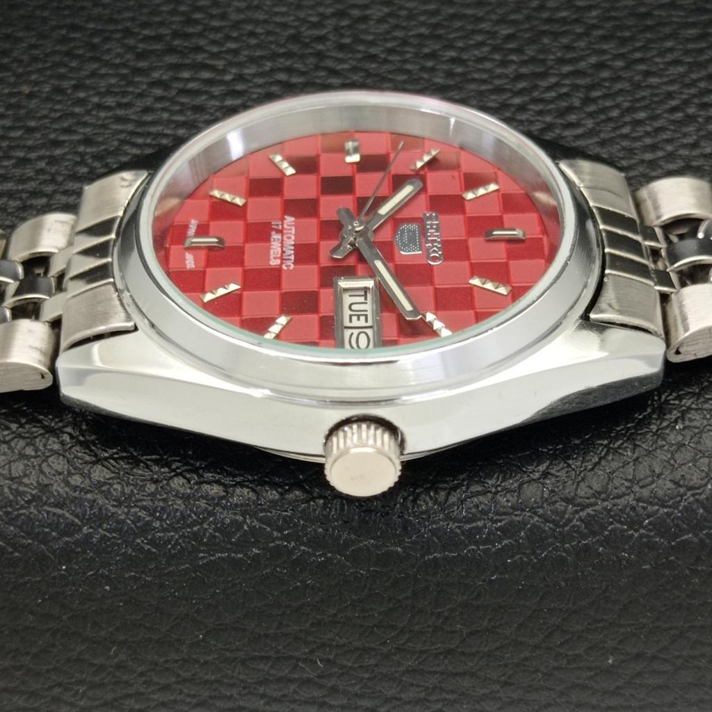 AUTOMATIC SEIKO 5 JAPAN MENS 6309A REFURBISHED RED COLOR DIAL WATCH a440264-9 Sk-a440264-1