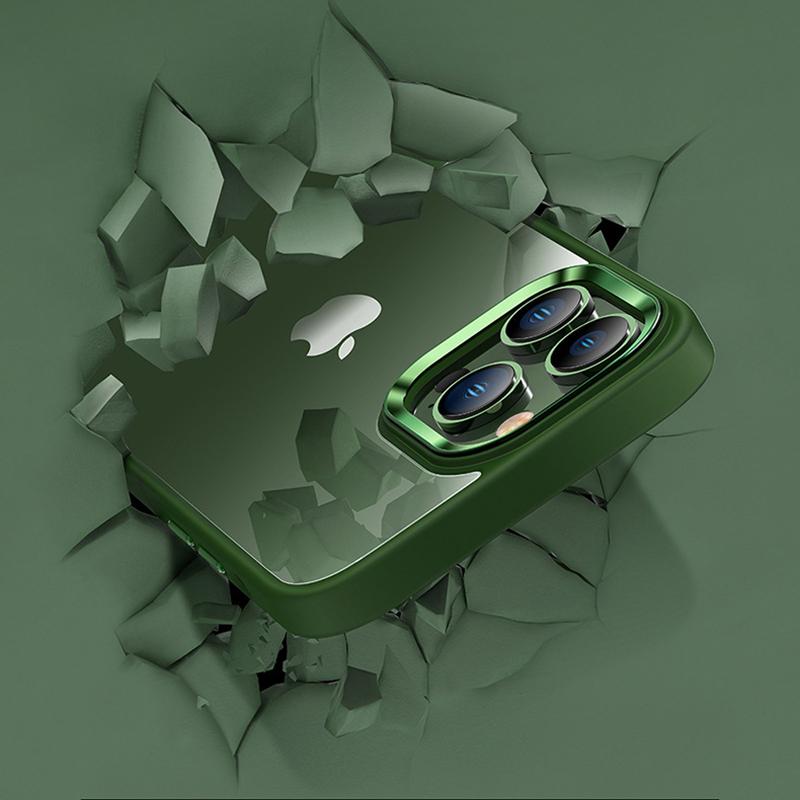 Anti-Scratch Phone Case for iPhone 15 Pro Max Slim Clear PC+TPU Phone Shell with Metal Lens Frame