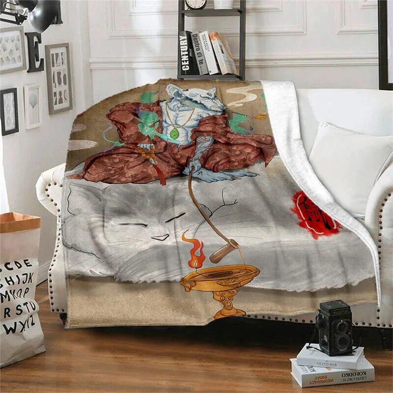 Twelve Chinese Zodiac Signs Pattern Printing Manta Sofa Bed Cover Soft  Blanket Plaid Soft Warm Flannel Throw Blankets Fans Gif