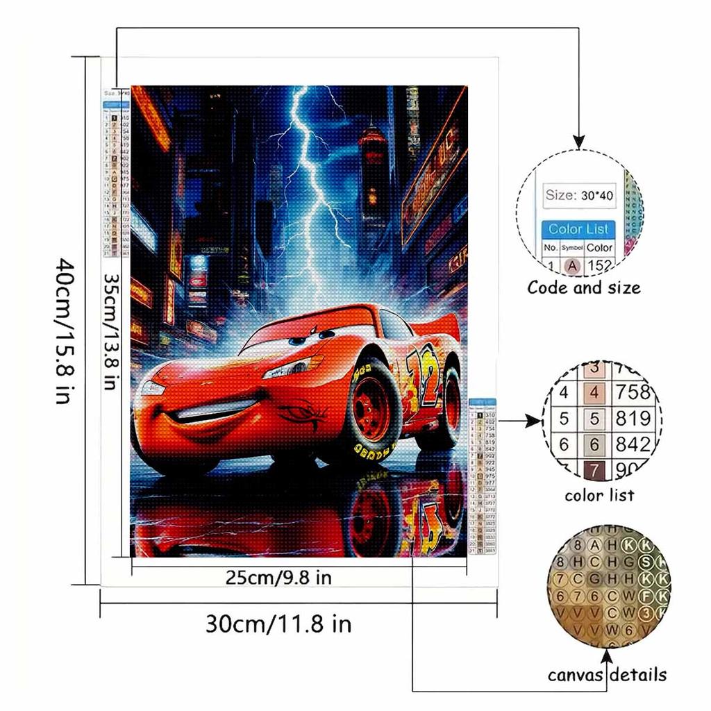 DIY Diamond Painting Lightning McQueen Cross Stitch Kit Mosaic Art Diamond Painting Full Circle Diamond Home Decoration