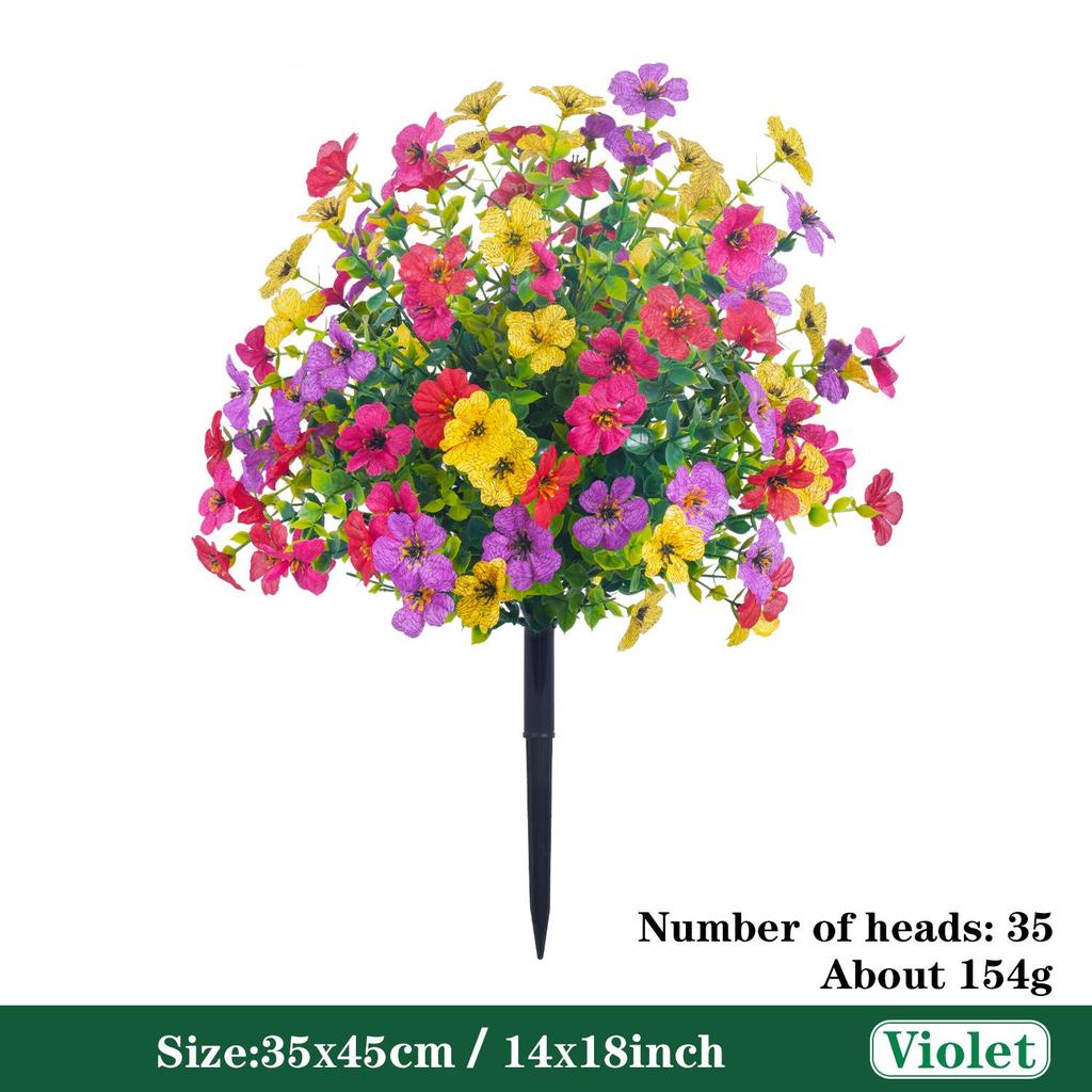 Violet Eucalyptus Garden Stake: Realistic Faux Flower Decoration with Ground Peg