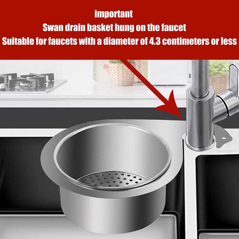 Swan Shape Filter Kitchen Tools Sink Drain Water Basket Multifunctional No Punching Stainless Steel Hanging Basket Storage Shelf
