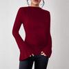Fall Winter Fashion Solid Slim Fit Wide Leg Long Sleeve T-Shirt Top