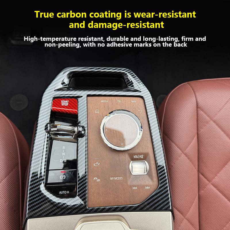 For BMW iX 2025-2025 Car Red / Blak Real Carbon Fiber One-key Start Button Decorative Stickers Interior Accessories