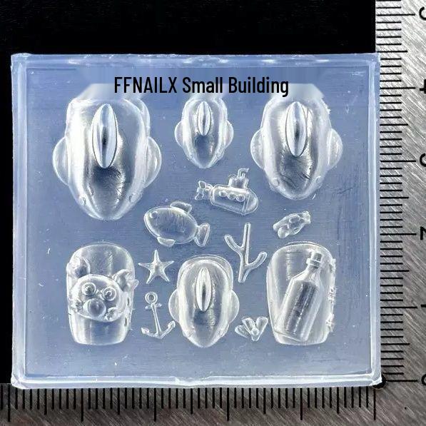 High-Transparency 3D Nail Art: Small Shark & Starfish Silicone Mold for Ocean-Themed Nails Small Shark Mold C535