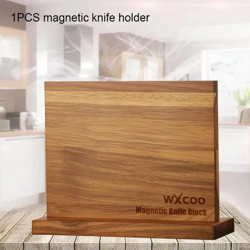 Multifunctional Magnetic Knife Holder Kitchen Knife Block Storage with Enhanced Strong Home Magnetic Stands Acacia Wooden