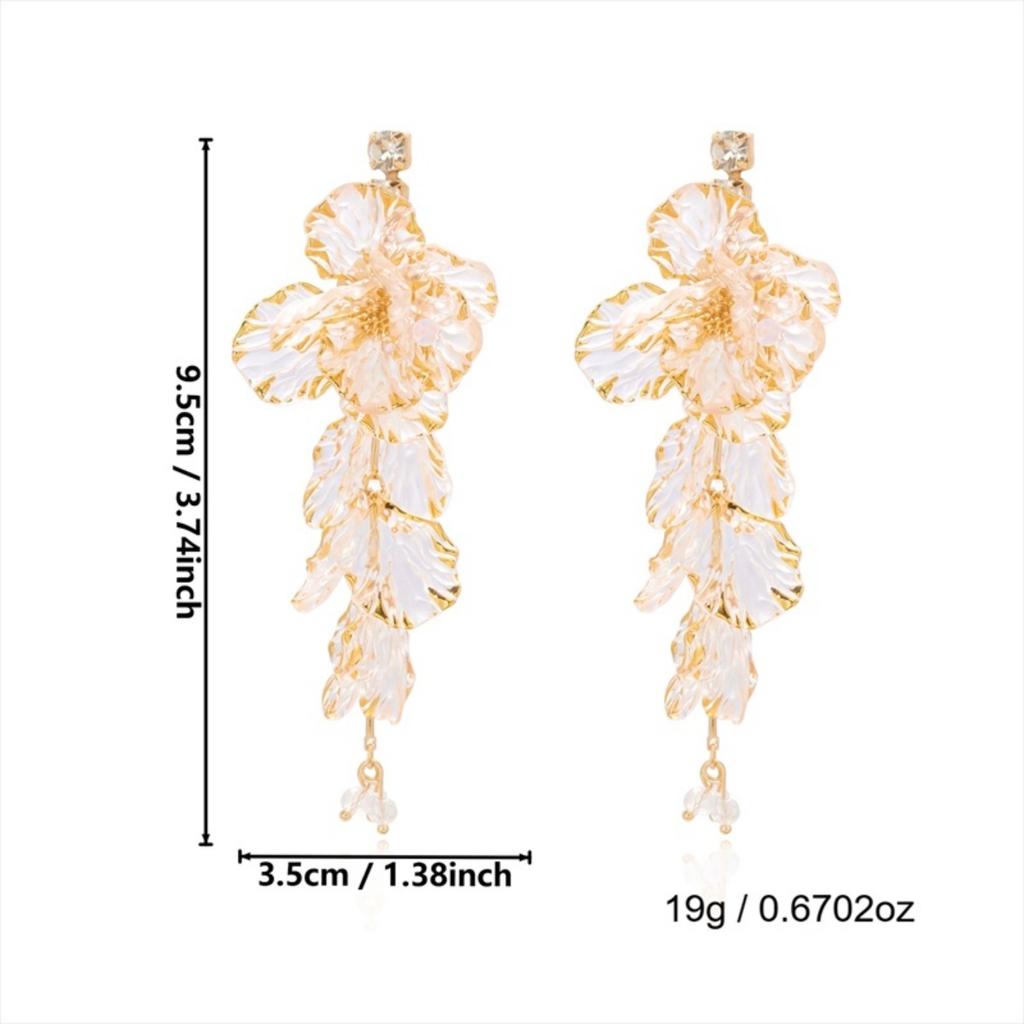 Transparent Textured Resin Flower Tassel Drop Earrings For Women Men Exquisite Trendy Floral Petal Dangle Earring Summer Jewelry
