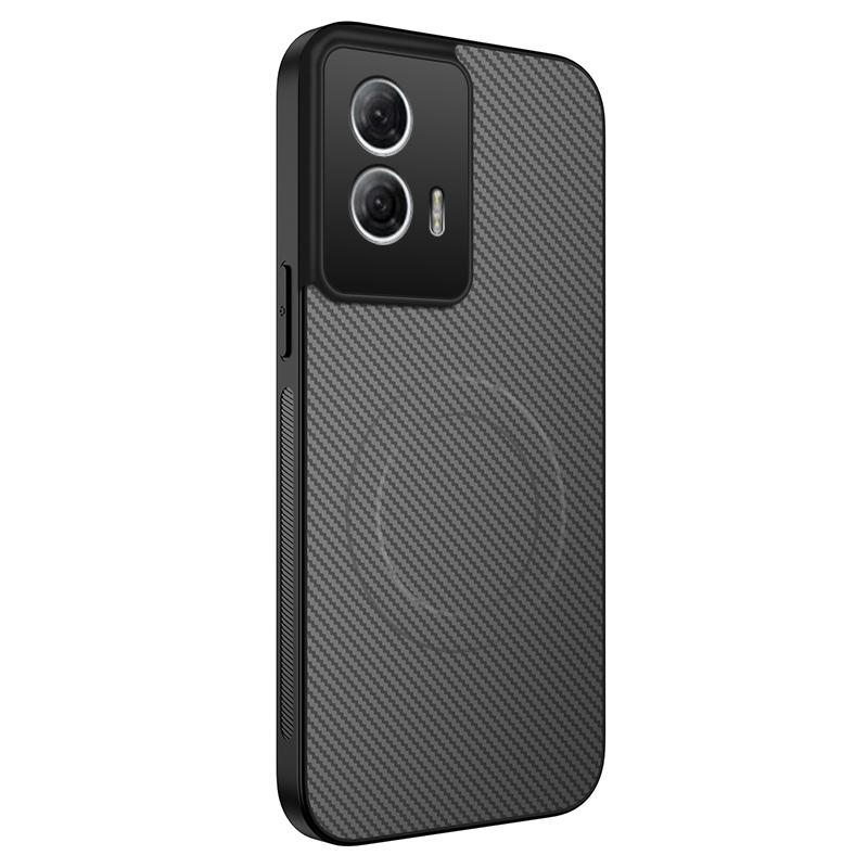 For Motorola Edge 50 Fusion 5G Case Compatible with MagSafe WANLONFENG TQ Series Carbon Fiber Texture PC TPU Phone Cover