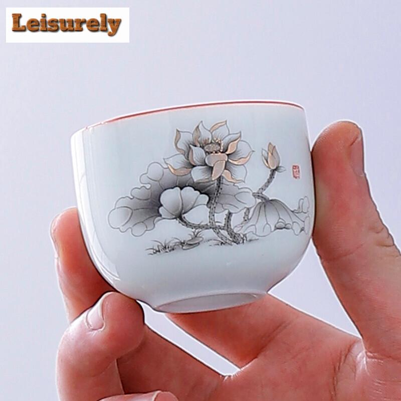 65ml Dehua White Porcelain Teacup Single Ceramic Cup Bowl Tea Tasting Mug Wing-handled Cup Thickened Master Cup Kung Fu Teaset