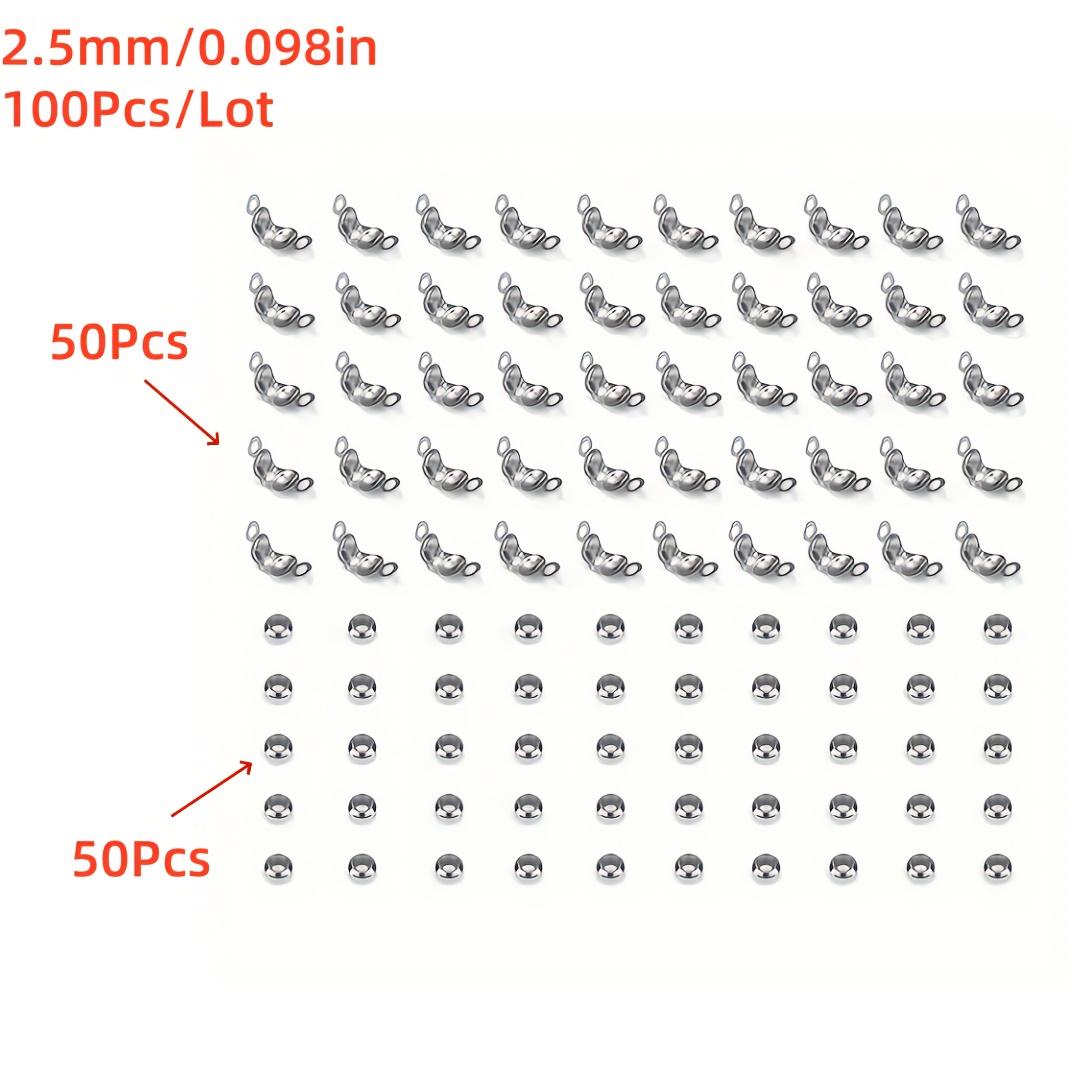 

100 шт./лот Застежка-коннектор Обжимные концы Бусины Набор для рукоделия Браслет Ожерелье Изготовление ювелирных изделий 2.5mm серебряный