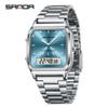 Sanda Retro Business Men's Electronic Watch with Steel Band - Trendy, Thin, and Fashionable.