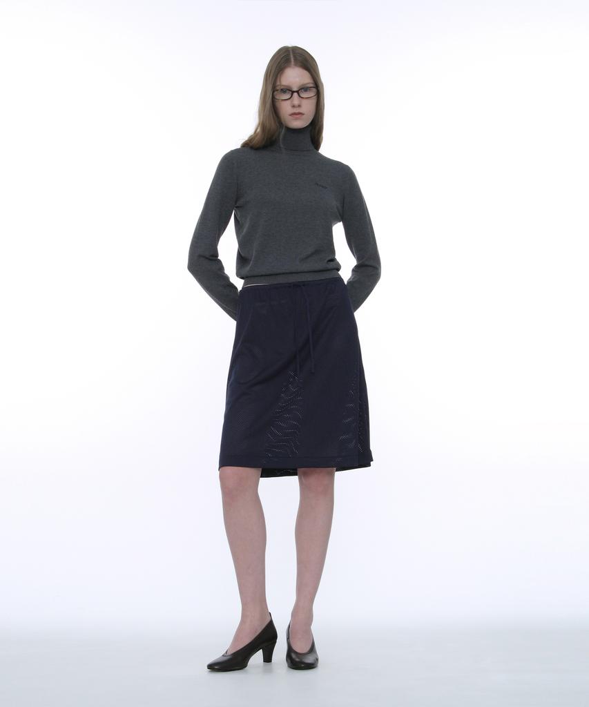 PARTIMENTO WOMEN Pwc Embroidered High-Neck Knit Top_Charcoal Melange