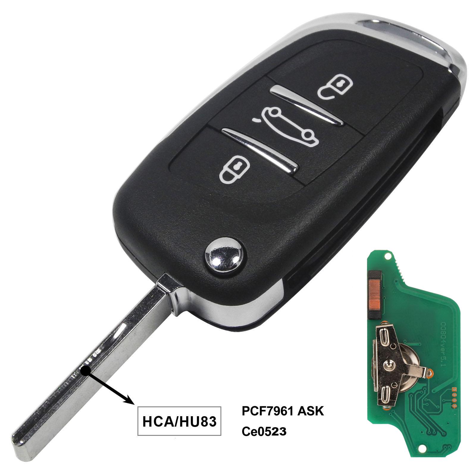 

jingyuqin Ce0523 ASK/FSK 2/3 кнопки дистанционного ключа автомобиля для Citroen C2 C3 C4 C5 433 МГц ID46 модифицированный складной ключ управления откидным ключом автомобиля ASK Modulation шоколадный коричневый