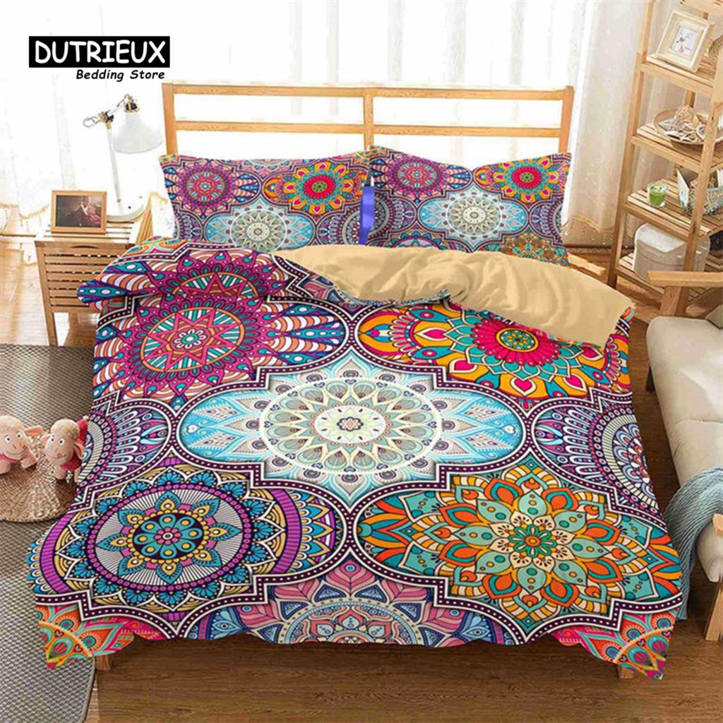 Bohemian Mandala Duvet Cover For Kids Adults Queen Size Floral Geometric Pattern 3D Print Bedding Set Pillowcases Bedroom Decor