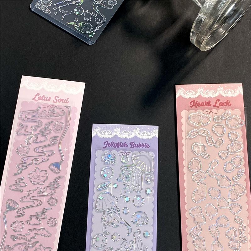 Sticker PET cu Ștanțare Aurie Laser Meduză Fluture de Vis Decalcomanii de Decor DIY pentru Cameră, Căști, pentru Toploader, Suport Card B5