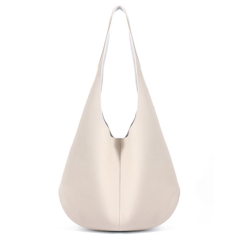 Genuine Leather Women's Bag Versatile Commuting Handbag New Style Temperament Shoulder Bag Bucket Bag Fashionable Cowhide Bag Women