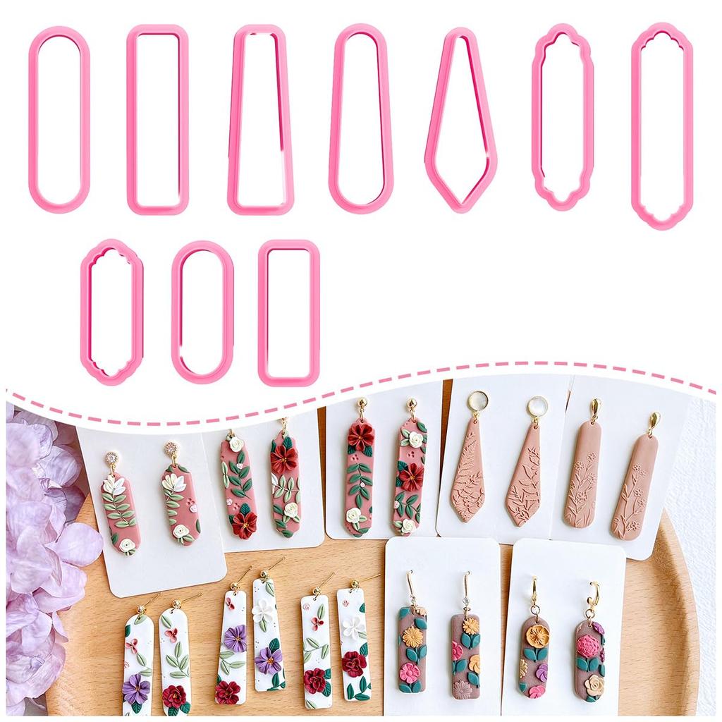 Keoker Brinco Longo Pendente Formato Argila Polimérica Longo Retangular Cortador Básico de Argila Cortador, Cortador, (10 peças)