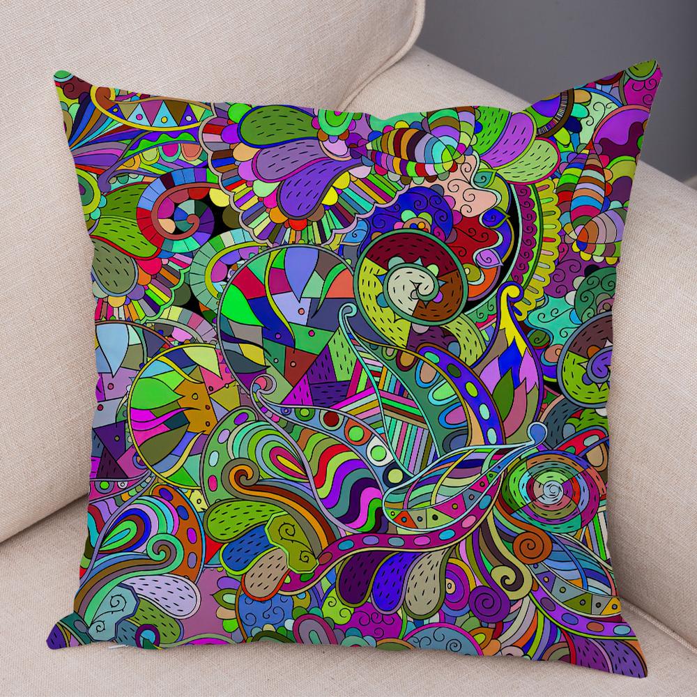 Bright Abstract Bohemian Floral Art Print Household Sofa Bedroom Decoration Pillow Cover Cushion Shell