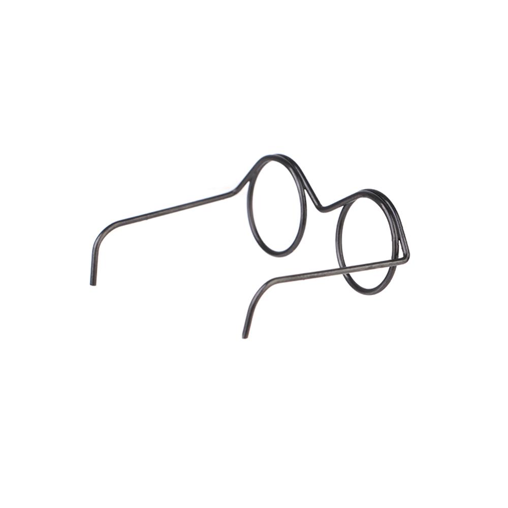 5PCS Fashion Retro Alloy Round Frame Black Lensless Doll Glasses