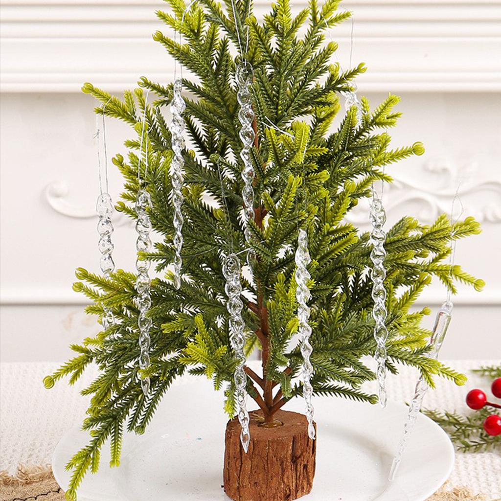 24pcs Transparent Christmas Tree Hanging Decoration Ice Bars Christmas Tree Threaded Ice Pendant Ornament Xmas Decor