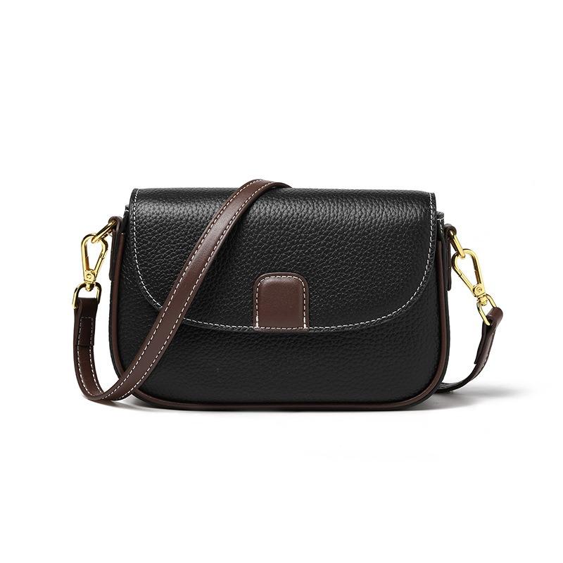 Small Bag Leather New Small Square Bag, Daily Matching Women's Bag Retro Cowhide Shoulder Messenger Bag