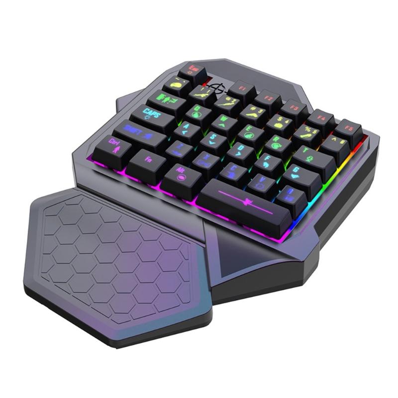 

Ergonomic One Handed Gaming Keyboard LED 35 Keys Portable Mini Gaming Keypad Ergonomic Game Controller for PC Gamer 1