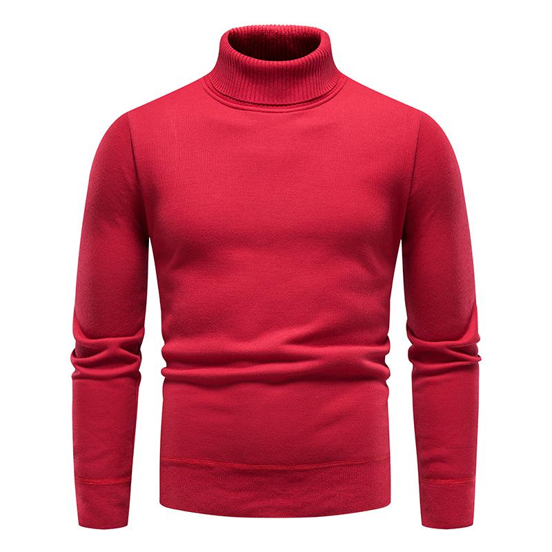 Men's Thick Knitted High-Neck Fleece Pullover Sweater - Autumn & Winter Casual Style