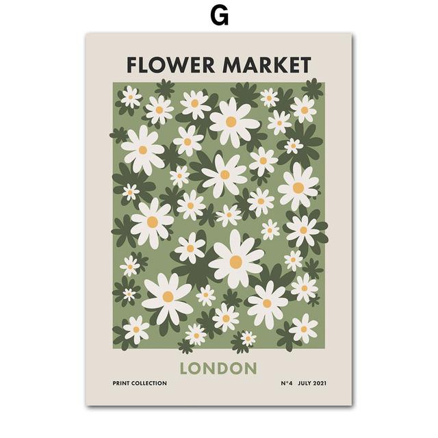 Abstract Las Flores Athens London Flower Market Wall Art CanvasPosters  Painting And Prints Wall Pictures For Living Room Decor