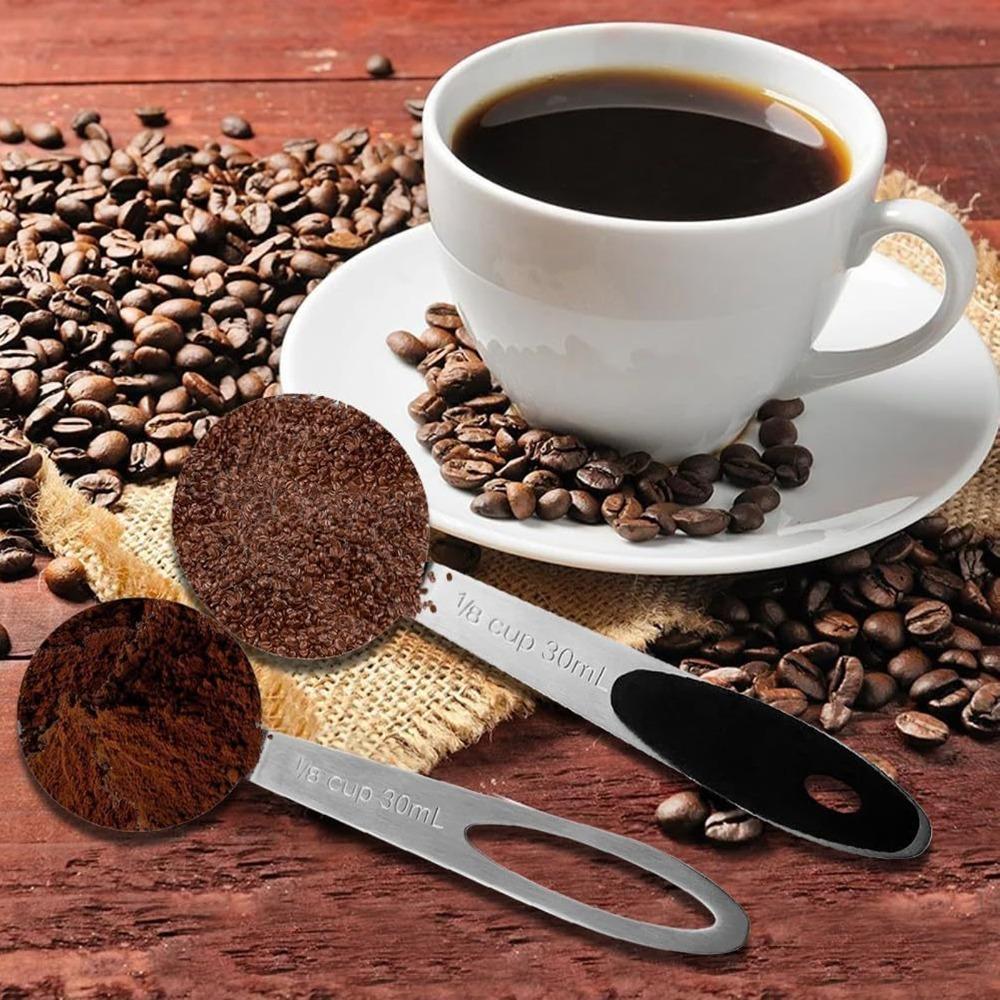 2pcs set Black Silicone Handle Measuring Spoon Stainless Steel Milk Powder Measuring Spoon Coffee