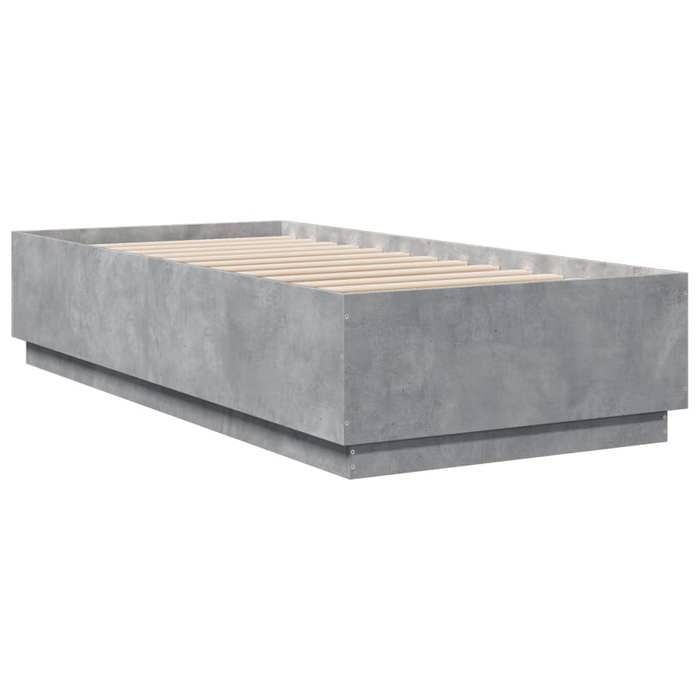 VidaXL Cadre de Lit avec Lumières LED, Lit Double avec Sommier à Lattes, Lit Adulte de Chambre, Moderne, Gris Béton 100x200 3209628