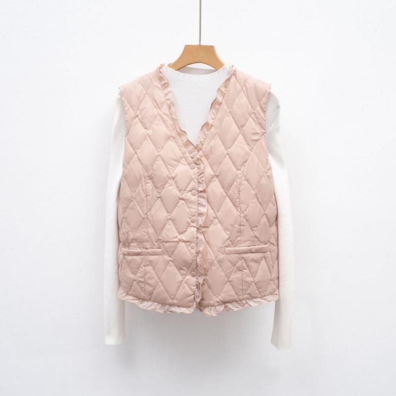 Autumn and winter down vest stacked inside V-neck light down liner vest slim liner women's clothing