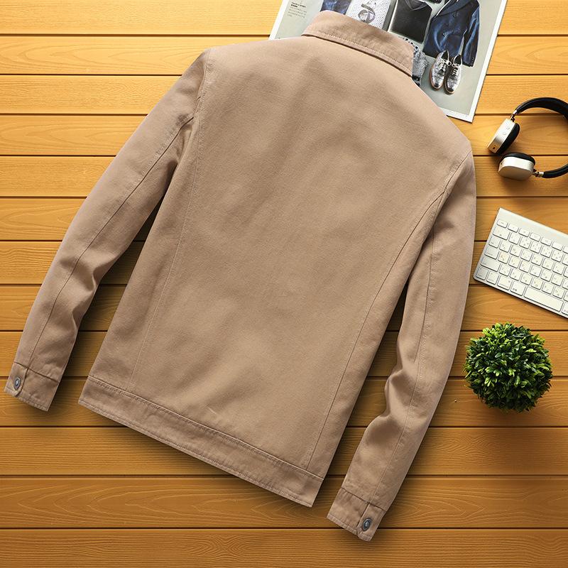 Весна и осень обычная свободная хлопковая коричневая повседневная подростковая куртка — фото 3