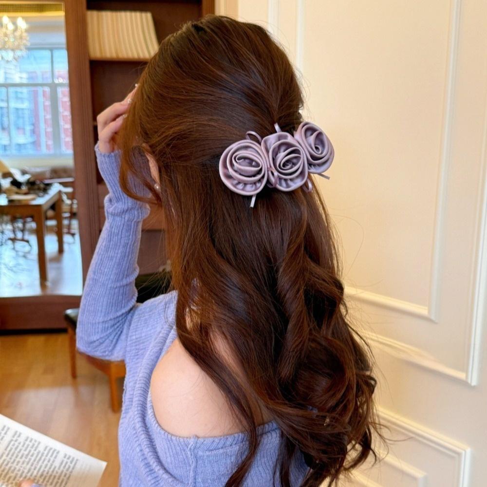 Solid Color Floral Hair Comb Headwear Chignon Hair Clip Sweet Flowers Hairpin  Women
