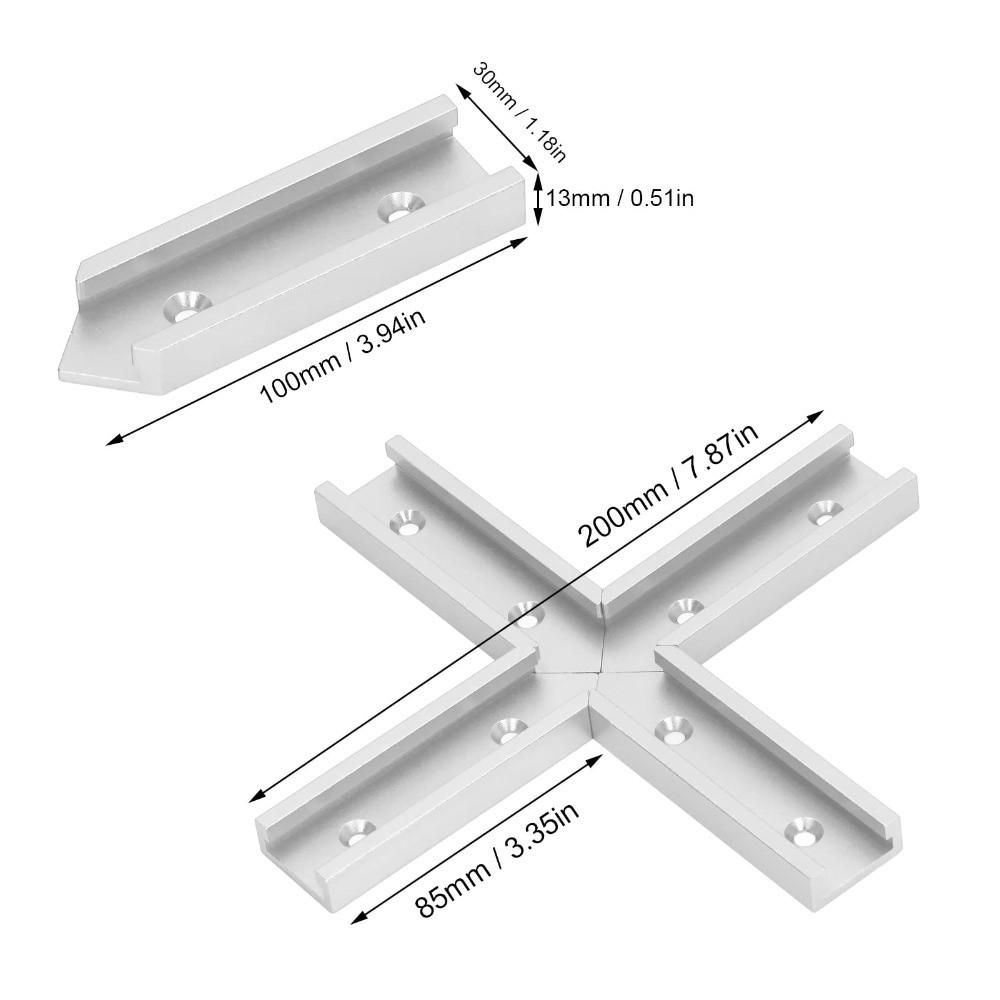4pcs 30mm Width Miter Track Jig Fixture Aluminum Alloy Slot Connector Woodworking