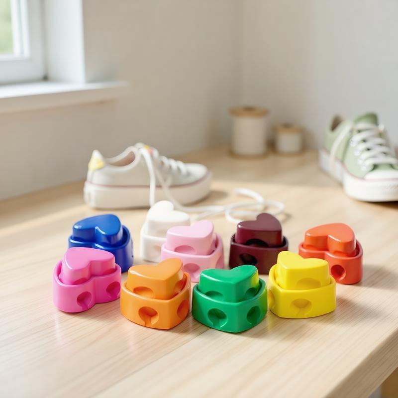 5Pcs Colorful Garment Stoppers Heart-Shaped Plastic Cord Locks Double Hole Spring Toggle Anti-Slip Stoppers Garment Accessories
