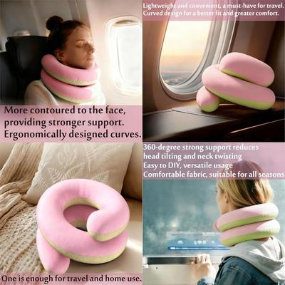 Kreatives Geschenk Frei formbar Reisekissen Einfach zu verstauen Nylon Reise Nackenkissen Tragbar Verstellbar 360° Nackenkissen Zuhause